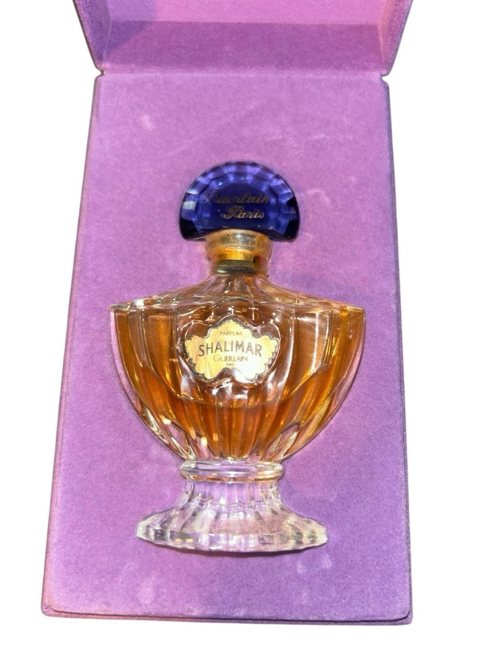 Vintage Guerlain Paris Shalimar Perfume 15ml 1/2 ounce bottle with Purple Box